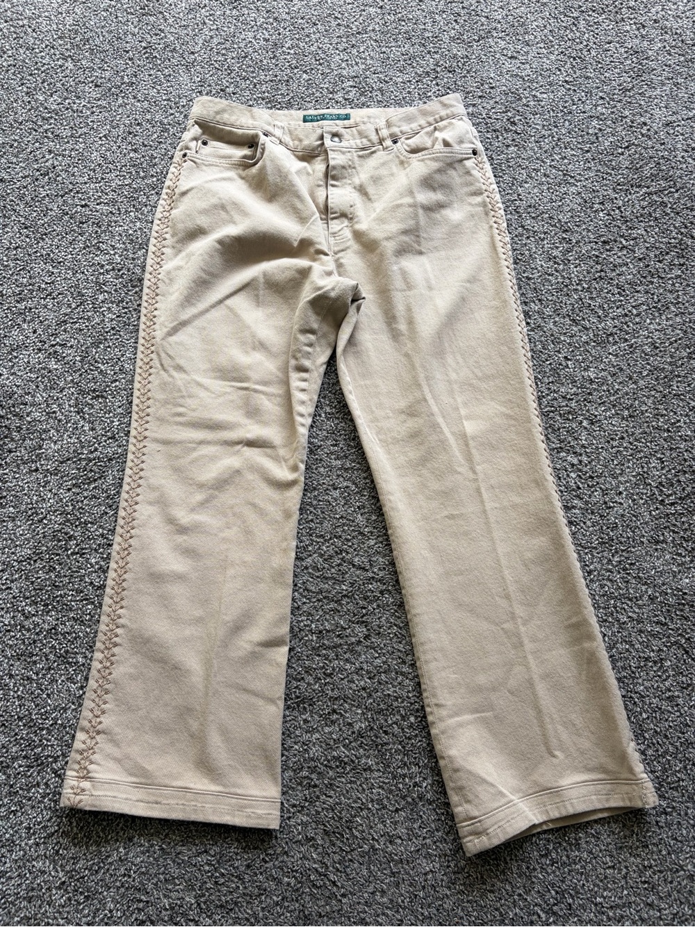 Western Rodeo Ralph Lauren Beige Women's Bootcut Jeans with Side Stitch Detail